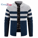 Cozy Up Vyri&scaron;kas megztinis megztinis briaunotas megztas užtrauktuku megztas spalvotas blokinis stovimas apykaklės ap&scaron;ilimas, &scaron;iuolaiki&scaron;kas, &scaron;iuolaiki&scaron;kas kasdienis drabužis XL &scaron;viesiai pilka spalva