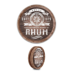 Les Tr&eacute;sors De Lily [A3788] - D&eacute;coration murale tonneau bois 'Rhum' (tous les chemins m&egrave;nent au rhum) - 400x75 mm