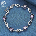 925 sterlingų sidabro violetinės spalvos dideli AAA cirkonio apyrankių papuo&scaron;alai 20cm
