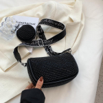 Maži Kalnų kri&scaron;toliniai krep&scaron;iai Crossbody Krep&scaron;iai Hobo Moteri&scaron;kos rankinės, Daugiafunkcis mink&scaron;tas pečių krep&scaron;ys su pinigine monetomis 2 vnt./komplektas juoda