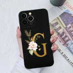 Apple iPhone 13 14 15 Pro Max X XS XR SE telefono dėklo dangtelis skystas mink&scaron;tas matinis silikonas, atsparus smūgiams, gėlių raidės iPhone korpuso buferiui iPhone X