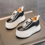 Fujin 9 cm, moteri&scaron;ka platforma, plei&scaron;tas, laisvalaikio rudeninė karvė Natūralios odos, moteri&scaron;ka, tvirta, ergonomi&scaron;ki batai ant kulk&scaron;nies, stambūs sportbačiai spyruokliniai batai 37 juoda