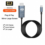 4K@60Hz/30HZ C tipo prie HDMI kabelio USB C prie HDMI suderinamo kabelio 2 m televizoriaus ekrano adapteris, skirtas MacBook ne&scaron;iojamajam kompiuteriui Plug and Play 60HZ