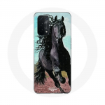 Coque pour Oppo A74 5G Cheval Noir De La Race Frisonne