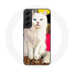 Coque pour Samsung Galaxy S21 FE Turc de van chat blanc aux yeux bleu et jaune