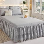 Pavasario ir vasaros nėriniuotas lovos sijonas Vienvietis princesės nėrinių &scaron;lifuotas čiužinys Neslystantis apsauginis užvalkalas lovatiesė Dovana 180*200cm 3pcs