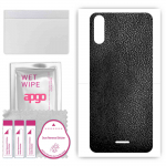 apgo Protective Skin Sticker for the back compatible with Wiko Sunny 5 Lite, Wrap Film, Foil, Vinyl - Pattern Black Leather