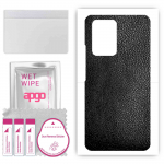 apgo Protective Skin Sticker for the back compatible with Xiaomi 11T Pro, Wrap Film, Foil, Vinyl - Pattern Black Leather