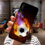Fire Soccer Football telefono dėklas, skirtas Xiaomi Mi 12 11T 10T 9T Lite Pro Ultra Note 10 Poco F3 F4 X4 GT mink&scaron;tas juodas telefono dangtelis Xiaomi 12 or 12X