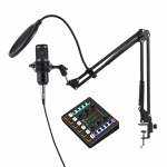 Podcast įrangos komplektas kondensatoriaus mikrofonas su tiesioginio garso plok&scaron;tės rinkiniu Plug and Play podcast mikrofonas juoda