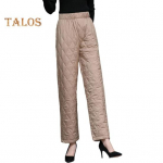 Rudens žieminės medvilnės kelnės Rombinės dygsniuotos tiesios plačios ilgos kelnės su ki&scaron;enėmis Vienspalvės pastorintos &scaron;iltos kelnės XL tamsiai mėlyna spalva