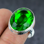 Natūralaus Peridoto brangakmenio rankų darbo 925 sterlingų sidabro papuo&scaron;alų žiedas, 9 dydis V8o64