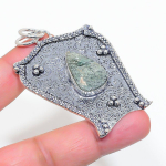 Natural Indian Moss Agate 925 Sterling Silver Jewelry Pendant 2.60 m2u65