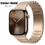 Titano spalvos nerūdijančio plieno dirželis skirtas Apple Watch Series 10 46mm prabangios juostos jungties apyrankei IWatch Ultra2 49mm 45mm 44mm 42mm 9 8 7 6 SE 5 For Series10 46mm auksas