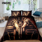 Faraono antklodės užvalkalas karalienės dydžio, Senovės Egipto genties antklodės užvalkalų rinkinys berniukams, Egipto piramidės, egzoti&scaron;ko stiliaus poliesterio patalynės rinkinys 150x200cm 3pcs