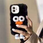 Animacinis de&scaron;relės burnos pliu&scaron;inis telefono dėklas iPhone15Plus 14 13 12 11 telefonams, apimantis visą korpusą, rudeninis/žieminis telefono dėklas for iphone14ProMax(6.7")