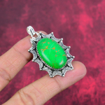 Žalias vario turkio pakabukas, 925 prabos sidabro pakabukas su brangakmeniu, rankų darbo pakabukas, nuostabūs papuo&scaron;alai, dovana jai 2.05 Inches žalia