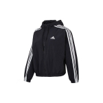 Adidas logotipas siuvinėtas juostelės apdaila su gobtuvu vėjo striukė moteri&scaron;ka striukė juoda HT3399 XXL