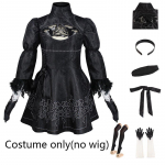 Didelio dydžio Yorha 2b Cosplay kostiumas Juoda maudymosi suknelė 2b pilnas komplektas Helovino Shojou stebuklingos mergaitės apranga Perukas Pir&scaron;tinės Akių kaukė Kojinės S