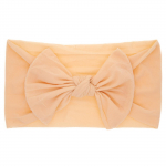 (Projektorius)Kūdikio lankelis mergaitei kūdikiui mažyliui naujagimiui mink&scaron;tas mazgas turbanas plaukų apvyniojimas One Size smėlis