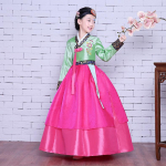 Vaiki&scaron;kas siuvinėtas Hanbok kostiumas Korėjieti&scaron;kas kostiumas Studentų pasirodymui Hanbok Festivalio pasirodymui Suknelė 110cm žalia