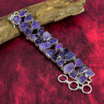 Apyrankė i&scaron; &scaron;iurk&scaron;taus ametisto, 925 prabos sidabrinė apyrankė, grandinėlė, patraukli ametisto papuo&scaron;alas, rankų darbo apyrankė jai 8 Inches With Adjustable violetinė