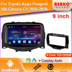 Android For Toyota Aygo Peugeot 108 Citroen C1 2016-2020 Automobilio radijas Multimedia GPS navigacija Carplay Auto grotuvas DSP DVD 2Din 4 core 1GB+32GB carplay