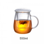 Didelio borosilikatinio stiklo arbatos trijų dalių puodelis su filtruotu arbatos puodeliu, didelio borosilikatinio stiklo arbatos puodelio infuzatorius, atskiriamasis stiklinis arbatos puodelis 401-500ml