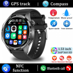 Naujas vyri&scaron;kas i&scaron;manusis laikrodis AMOLED HD ekranas Bluetooth skambutis GPS trajektorija NFC &scaron;irdies ritmas kompasas sportiniai i&scaron;manieji laikrodžiai belaidis įkrovimas silicone belt