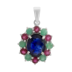 Sidabrinis pakabukas su safyru 4.575ct, rubinu, smaragdu (2191087)