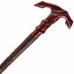 Vyri&scaron;kų vaik&scaron;čiojimo lazdų verpstės kotas medinis su antikvarine žalvarine inkaro rankena, ruda &ndash; mada