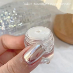 1Box ​​Moonlight Mirror Nagų pudra Sidabrinė Smulkiai Blizgučiai Metalo Efekto Pigmentai Gelio lako chromo Holografinė nagų pudra