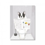 Prancūzų buldogas tualeto drobėje Tapyba Plakatas Juokingi vonios kambario taisyklių ženklai &Scaron;iaurės &scaron;alių užpakalio diagrama Tualeto humoras Sienų menas Namų dekoras 21cm&times;30cm NoFrame