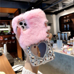 Triu&scaron;io pūkuotas kailio dėklas, skirtas Samsung S24 Ultra S23 Fe S22 Plus A15 A25 A35 A55 A14 A24 A34 A54 A13 A53 Luxury Bling Kalnų kri&scaron;tolas &scaron;iltas pūkuotas pliu&scaron;inis dangtelis iphone X XS balta