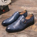Prabangūs vyri&scaron;ki odiniai batai Italijos stiliaus su sparneliais Oxfords, Monk Strap su sagtimi, Brogue, verslo, vestuvių, oficialūs batai vyrams 45 mėlyna