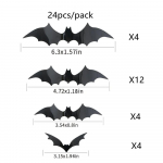 Vaikų kambario sienos lipdukas Helovino atmosferos dekoracija 3D juodas PVC &scaron;ik&scaron;nosparnis pasidaryk pats &scaron;ik&scaron;nosparnio sienos lipdukas namų tapetai 24PCS