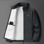 Vyri&scaron;ka vilnonė flisinė striukė - Rudens/Žiemos, aksomu pamu&scaron;alas, stora, &scaron;ilta vir&scaron;utinė apranga vidutinio amžiaus ir pagyvenusiems. 5XL
