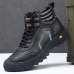 Madingi žiemos odiniai veliūriniai &scaron;ilti platforminiai batai vyrams Madingi mink&scaron;to paduko didinantys vyri&scaron;ki batai Dizainerio laisvalaikio vilnoniai ankle boots vyri&scaron;ki 38 black