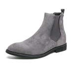 Dydis 48 Klasikiniai pilki vyri&scaron;ki Chelsea batai Patogūs zom&scaron;iniai odiniai batai Vyri&scaron;ki formalūs batai Smailūs slip-on vyri&scaron;ki juodi aulinukai 45 gray