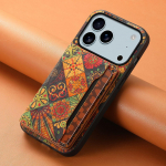 Gėlių stiliaus telefono dėklas, skirtas iPhone 17 Pro Max 17Air 16e 16 15 Plus 14 13 12 11, su kortelių laikikliu ir pinigine, pagamintas i&scaron; vyno kam&scaron;čio medžio ir sintetinės odos iPhone 12 Pro Max geltona
