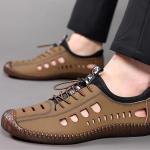 2023 m. sandalai vyrams, pavasario vasara, nauji vyri&scaron;ki laisvalaikio kvėpuojantys odiniai batai su neslystu mink&scaron;tu padu 39 juoda