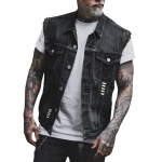 2511 liemenė, vyri&scaron;ka motociklo punk liemenė, vyri&scaron;ka striukė kaubojus + liemenė 2XL juoda