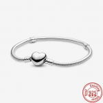 Karūnos gyvatės grandinėlė, 100 % 925 sterlingų sidabrinė apyrankė, saugios &scaron;irdies karoliukai, žavesiai 19cm