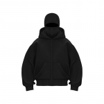Y2K Gothic Harajuku Double Hat Design Sportiniai drabužiai Naujas Žiemos Hoodie Ninja Kaukė Laisvas ir universalus žieminis vėjui atsparus gobtuvas M juoda