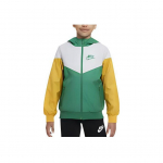 Nike Spalvų Bloko Logotipo Sportinis Džemperis su Gobtuvu Vaikams Striukės Žalia 850443-365 M