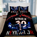 Futbolo žvaigždės patalynės užvalkalas su pagalvės užvalkalu Neymar lovos komplektas suaugusiems berniukui mergaitei miegamojo dekoravimas Viengulis Dvigulis Pilnas Karali&scaron;kas Dydis AU Single(140*210cm)3pcs
