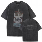 MGK Lost Americana Tour 20252026 Vintage skalbinti mar&scaron;kinėliai vyrams moterims vasaros mada medvilniniai trumparankoviai mar&scaron;kinėliai gerbėjų dovana drabužiai L gray
