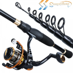 Teleskopinė me&scaron;kerė su 13+1BB spiningo rite Ne&scaron;iojamo spiningo me&scaron;kerės rinkinys e&scaron;erių žvejybai 1.8mRod 2000Reel juoda