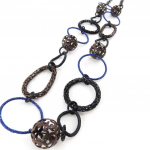 NOA [J4514] - Collier Cr&eacute;ateur 'Flora' marron bleu ruda
