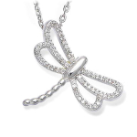 Les Tr&eacute;sors De Lily [K6686] - Pendentif argent 'Libellule' blanc argent&eacute; (rhodi&eacute;) - 18x25 mm